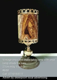 Vintage onyx and brass table lamp for sale