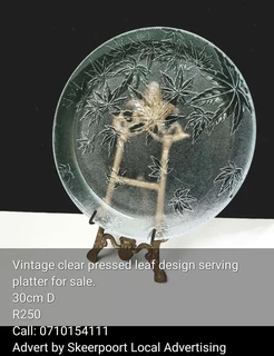 Vintage clear pressed leaf design platter for sale