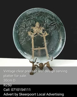 Vintage clear pressed leaf design platter for sale