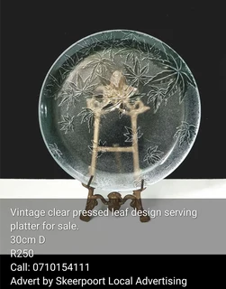 Vintage clear pressed leaf design platter for sale