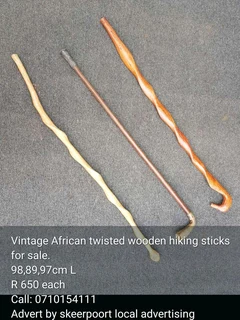 Vintage African twisted wooden hiking sticks for sale
