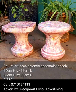 Pair of art deco ceramic pedestals for sale