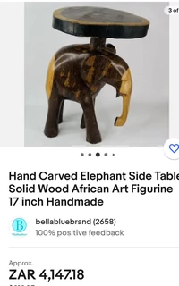 Vintage African hand carved solid 10kg two tone iron wood side table for sale.