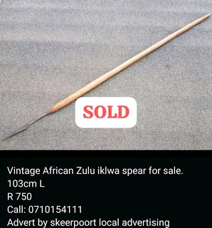 Vintage double sided mask African Zulu iklwa spear for sale.