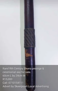 Rare 19th century shona prestige &amp;ceremonial axe for sale.