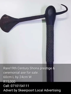 Rare 19th century shona prestige &ceremonial axe for sale.