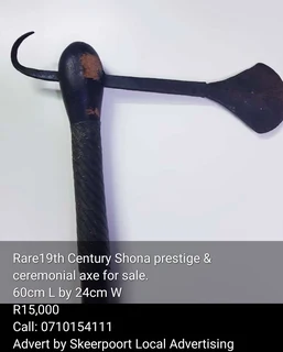 Rare 19th century shona prestige &amp;ceremonial axe for sale.