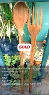 Vintage Large carved wooden wall mount kitchen utensils for sale