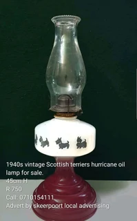 1940s vintage scottish terriers hurricane oil lamp for sale