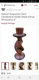 Vintage natural soap stone swirl candle holder for sale.