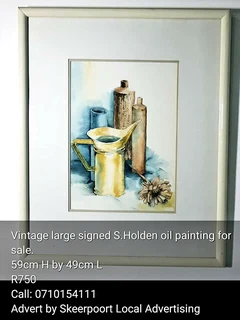 Vintage large signed S.Holden oil painting for sale.