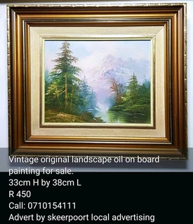 Vintage original landscape oil on board paintings for sale