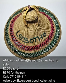 African tradition lesotho straw hats for sale.