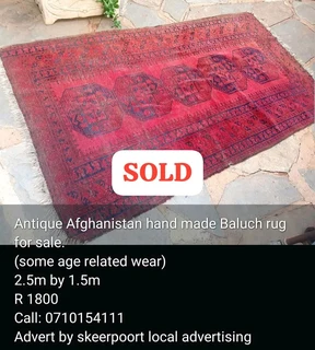 Antique Afghanistan hand made baluch rug for sale