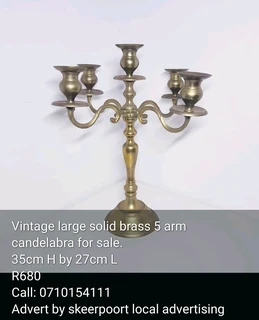 Vintage large solid brass 5 arm candelabra for sale