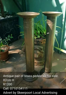 Antique pair of brass pedestals for sale