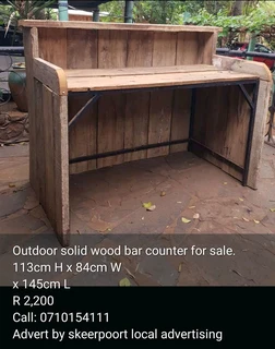 Outdoor large solid wood bar counter for sale