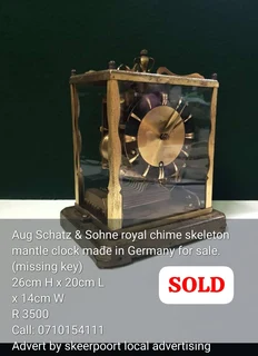 Aug Schatz &amp; Sohne royal chime skeleton mantle clock for sale