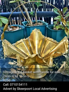 Vintage brass basket with handle for sale