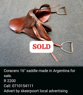 Coracero 16&#34; saddle made in Argentina for sale.