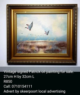 Vintage signed Patrick oil painting for sale.