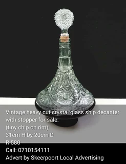 Vintage heavy cut crystal glass dencanters for sale.