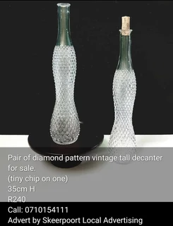 Vintage heavy cut crystal glass dencanters for sale.