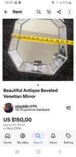 Rare Antique Venetian etched vanity mirror for sale.