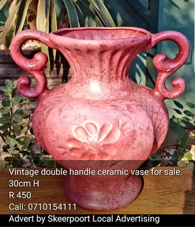 Vintage double handled ceramic vase for sale