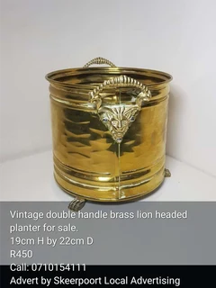 Vintage double handled brass planter for sale