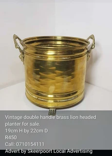 Vintage double handled brass planter for sale