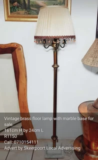 Vintage brass floor lamp with marble base for sale
