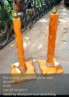 Pair of large wooden lamp stands for sale