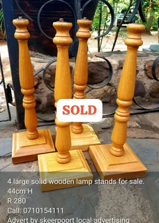 Pair of large wooden lamp stands for sale