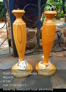 Pair of large wooden lamp stands for sale
