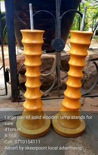 Pair of large wooden lamp stands for sale