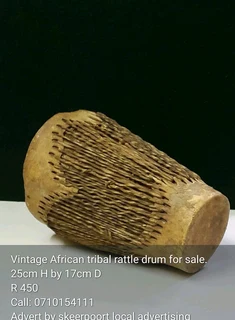 Vintage African tribal rattle drum for sale