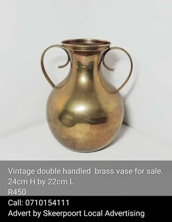 Vintage double handled brass vase for sale