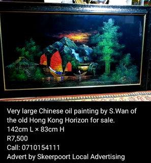 Very large Chinese oil painting signee S.Wan for sale