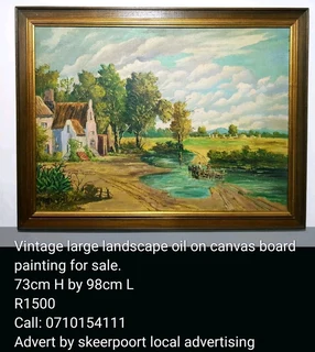 Vintage large landscape oil painting for sale.