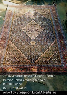 2m by 3m multicoloured hand knotted persian tabriz area rug for sale