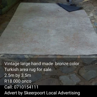 Vintage hand made broze colour Turkish area rug for sale
