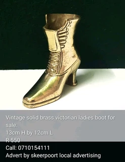 Vintage solid brass Victorian ladies shoe incense burner for sale.
