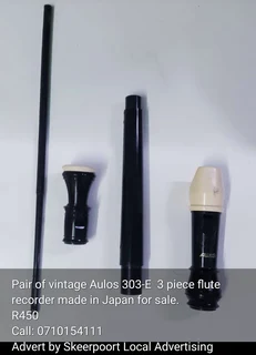Pair of vintage Aulos 3 piece flute recoder for sale.