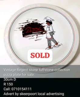 Vintage pair of La Pizza Regent stone tuffstone collection pizza plate for sale