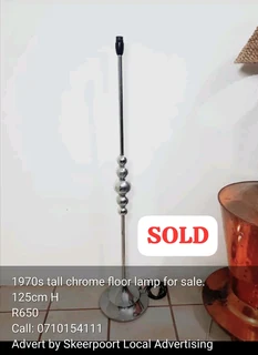 1970s vintage tall chrome floor lamp for sale