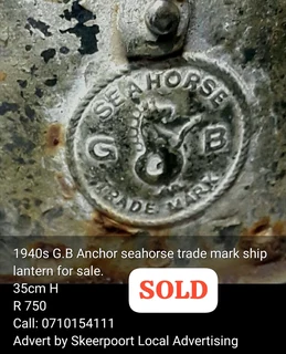 1940s GB Anchor sea horse trade mark ship lantern for sale