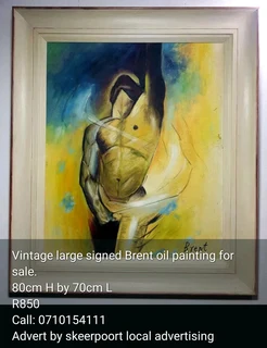 Vintage large signed Brent oil painting for sale