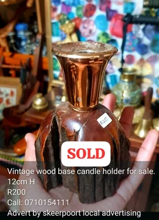 Vintage wood base candle holder for sale