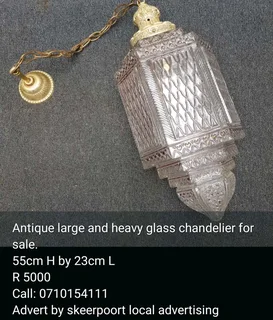 Antique large and heavy glass chandelier for sale